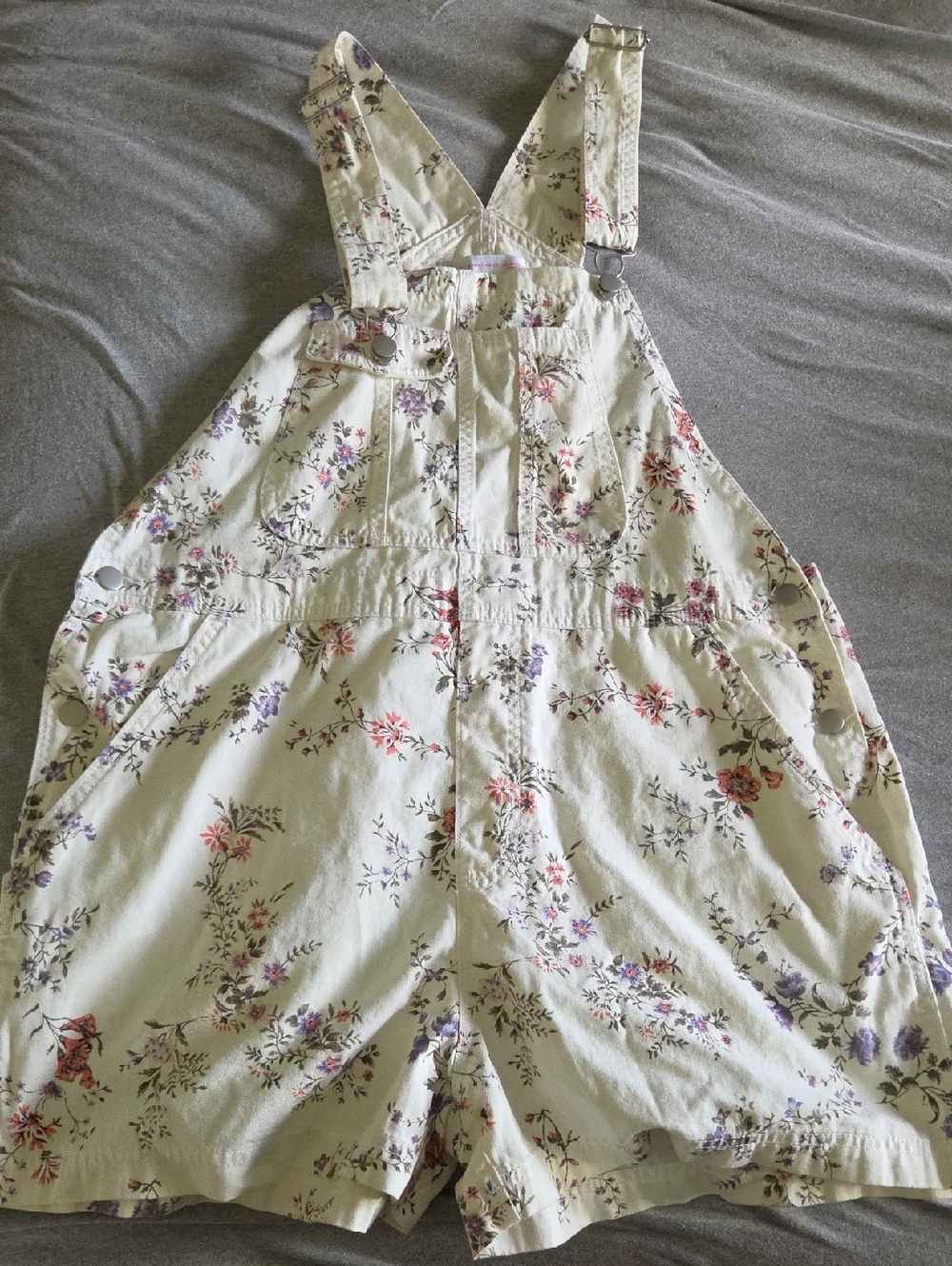 No Boundaries Cream Floral Short Overalls